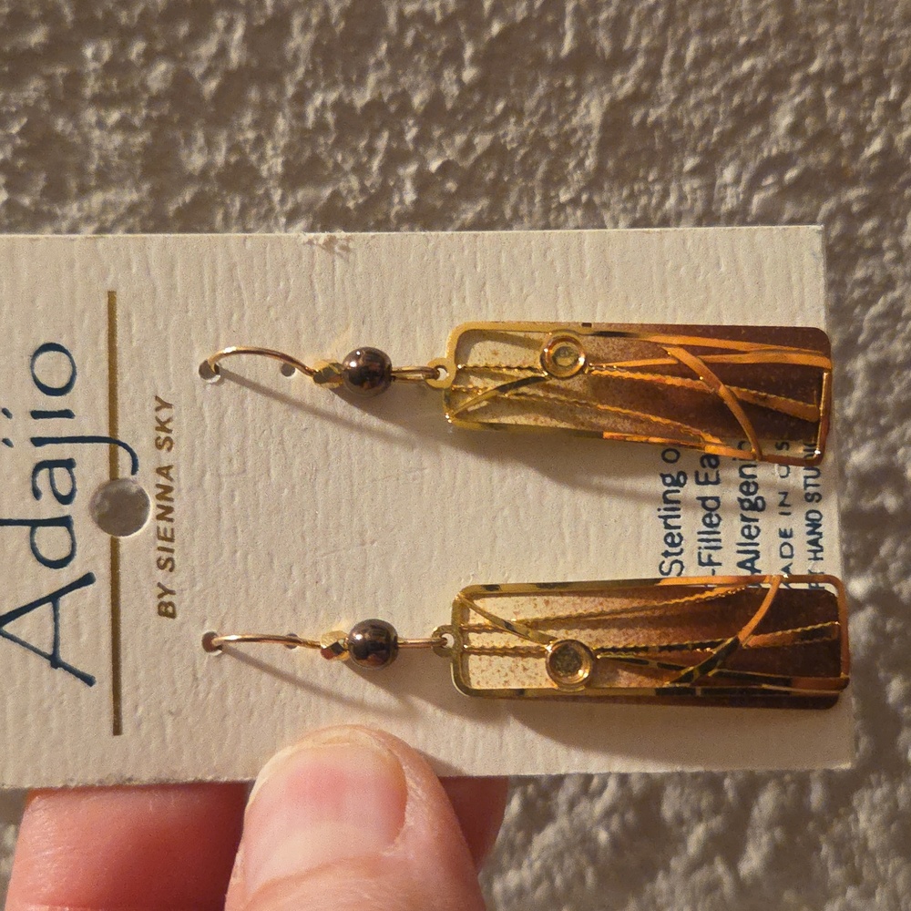 Gold and Brown Earrings